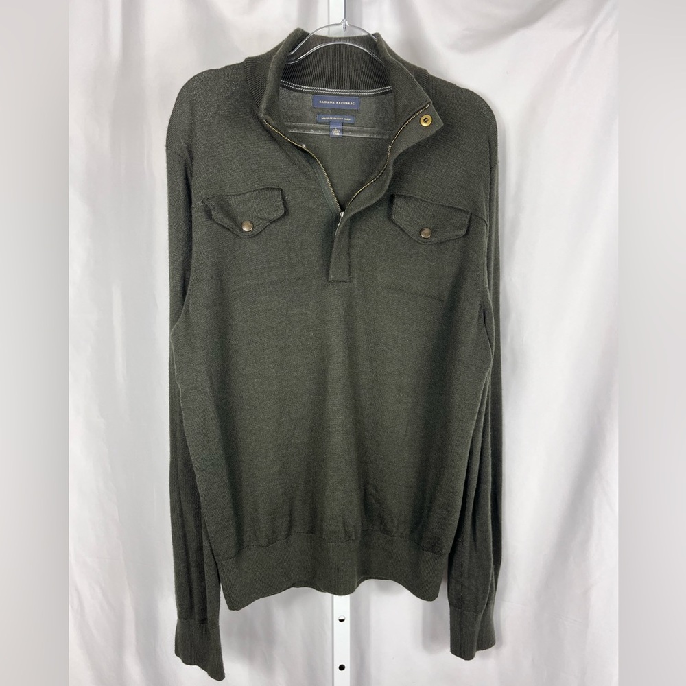 Banana Republic Brown Italian Yarn Long Sleeve Quarter Zip Pullover ￼